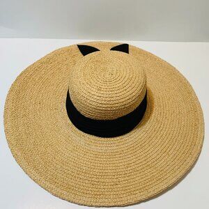 Hat Attack Sun Hat Braided Straw Wide Brim Summer Beach Women's Beige New